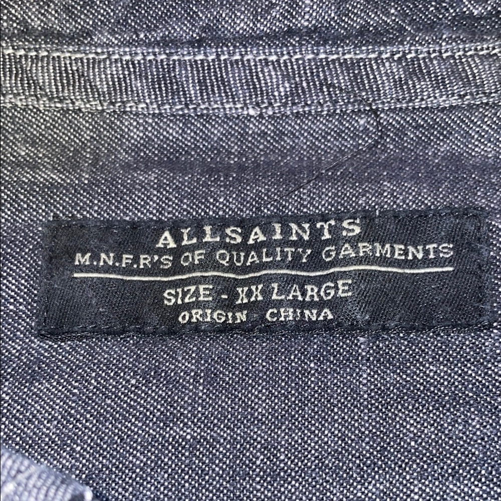 All Saints Men's Denim Long Sleeve Button Down Shirt XXL - Picture 3 of 5